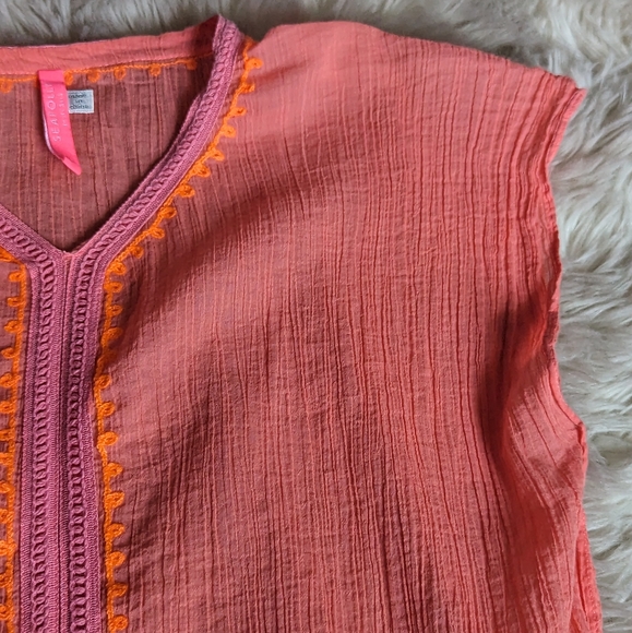 Final Price EUC Seafolly Big Girls Embroidered Kaftan in Fusion Coral - Picture 6 of 12